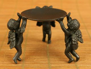 Asian Old Copper Hand Carving Angel Statue Oil Lamp Table Home Decorate Gift