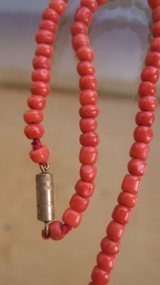 GORGEOUS ANTIQUE REAL CARVED CORAL BEAD NECKLACE 14g 4