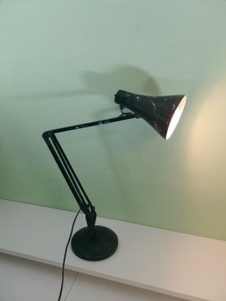 Vintage Black Anglepoise Lamp Workshop Bench Light Large Retro Patina 5
