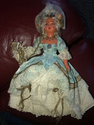 Vintage 9” Marie Antoinette Doll In Lovely Ball Gown Snf France Celluloid