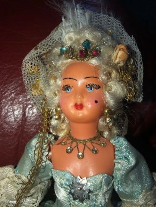 Vintage 9” Marie Antoinette Doll in Lovely Ball Gown SNF France Celluloid 2