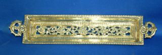 A Very Unusual Victorian Art Nouveau Filigree Brass Floral Detail Pen Tray