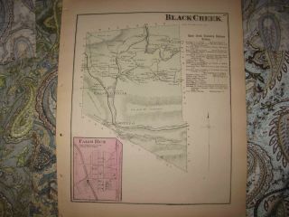 Antique 1873 Black Creek Township Falls Run Luzerne County Pennsylvania Map