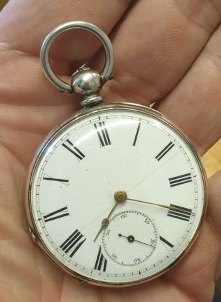 Antique Key Wound Fine Silver Pocket Watch