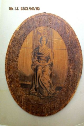 Classic Antique Seating Lady Pyrography Oval Wall Plaque With Name?