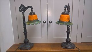 Vintage Tiffany Style Lamps With Glass Shades