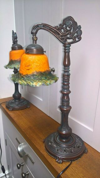 Vintage Tiffany style lamps with glass shades 7