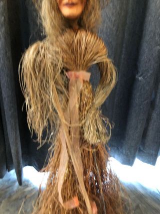 Unique 38” Handmade Primitive Folk Art Doll Witch W/ Broom Large Halloween Fall 4