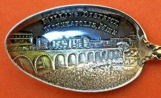 Bridge City Skyline Minneapolis Minnesota Sterling Silver Souvenir Spoon