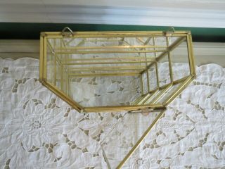 Vintage Brass Glass Mirrored Display Case 4 Tier Table Top or Wall Mount Curio 3