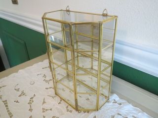 Vintage Brass Glass Mirrored Display Case 4 Tier Table Top or Wall Mount Curio 4