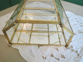 Vintage Brass Glass Mirrored Display Case 4 Tier Table Top or Wall Mount Curio 5
