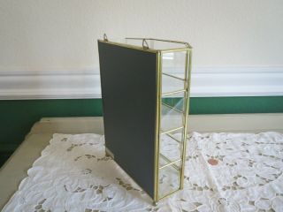 Vintage Brass Glass Mirrored Display Case 4 Tier Table Top or Wall Mount Curio 6