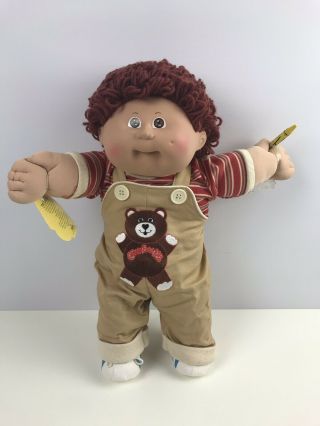 Vintage ‘86 Cabbage Patch Kid - Boy With Loop Yarn Brown Hair Brown Eyes.