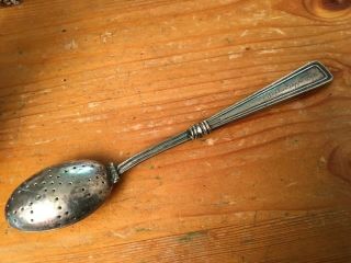 Antique Sterling Silver Tea Strainer Infuser Spoon - Golden Slipper 1923 - 6.  5”