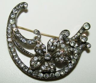 One Of A Kind,  Large,  Antique Georgian Sterling Silver Brooch With Old Cut Paste