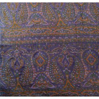 Tcw Vintage Saree 100 Pure Silk Hand Beaded Craft Fabric Orange Antique Sari 4