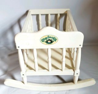 Vintage Cabbage Patch Kids Doll Bed Cradle Rocking Bassinet Crib Furniture