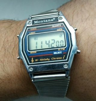 Vintage Watch Montana Lcd Digital Chronograph 16 Melody 1980s Soviet Ussr Russia