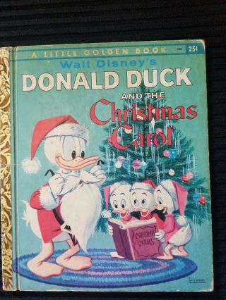 Vintage Little Golden Bookdonald Duck And The Christmas Carol D84 1960 1sted
