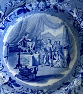 Antique Pottery Pearlware Blue Transfer Soup Plate British History C1820