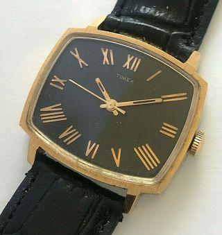 Vintage Timex Hand Winding Mens Watch With Roman Numerals