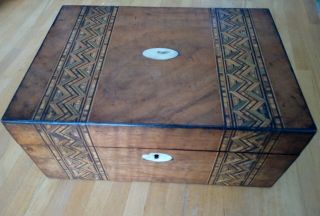 Antique Victorian Tunbridge Ware Wooden Marquetry Jewellery/sewing/work Box