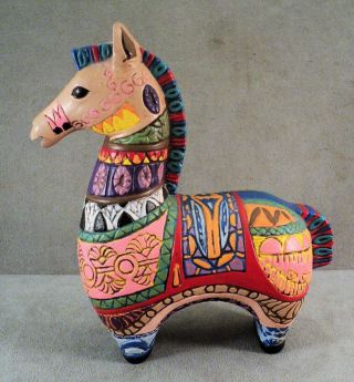 Vtg Colorful Horse Pottery Sculpture Midcentury Modern Aldo Londi Bitossi Style