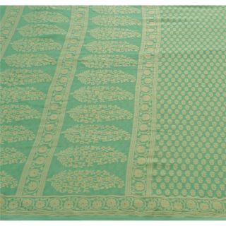 Tcw Vintage Saree 100 Pure Silk Green Woven Craft 5 Yd Decor Fabric Sari