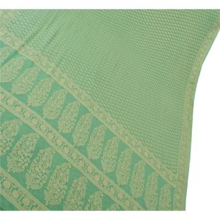 Tcw Vintage Saree 100 Pure Silk Green Woven Craft 5 Yd Decor Fabric Sari 2