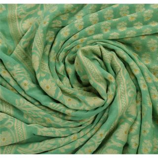 Tcw Vintage Saree 100 Pure Silk Green Woven Craft 5 Yd Decor Fabric Sari 5