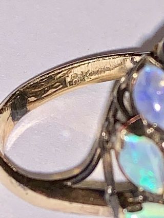 Antique 18K Gold 2.  0 TCW Natural Sapphires & Opal Harem Ring 8