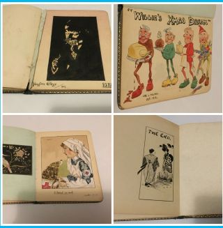 Antique Autograph Album 1910 - 1917 With Sketches Nurse Cartoons,  Poems Etc 20,