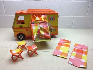 Vintage Mattel Barbie Country Camper - 1970 With Chairs & Sleeping Bags