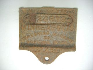 Antique Vintage Minneapolis Threshing Machine Co.  Serial Number Cast Iron Plate