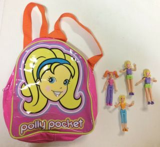 Vintage Mattel Polly Pocket Backpack With 4 Dolls 2003