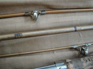 VINTAGE - H.  F.  G.  Special 4 Piece Steel Casting Rod w/Case - Alloy Lined 8