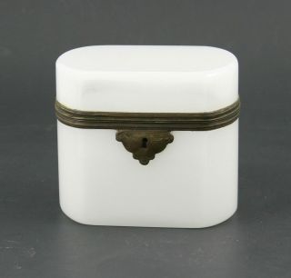 Antique French White Opaline Glass Casket Box
