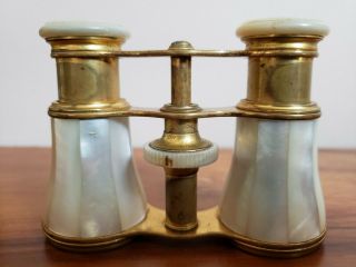 Antique Lemaire Paris Opera Glasses Mother Of Pearl Brass