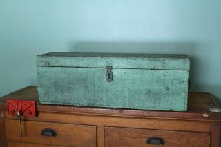 Vintage Wood Work Tool Box Old Carpenter Decor Green Paint Farm House Country