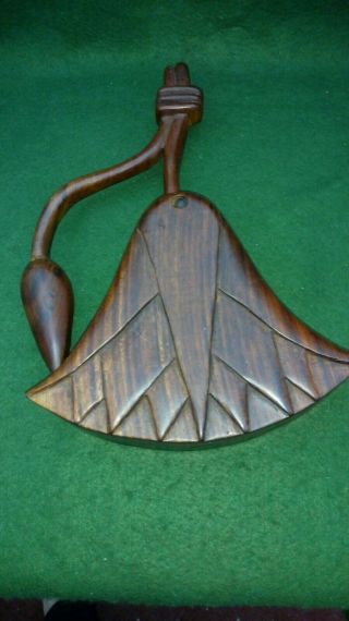 Unusual Vintage Wooden Flower Shaped Box With Slide Open Lid