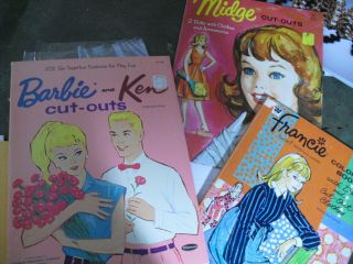 Two Vintage Barbie And Midge Paper Dolls & A Pd Coloring Book