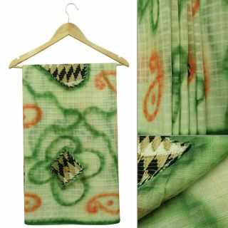 Vintage Saree Indian Cotton Blend Floral Printed Sari Craft Fabric