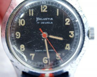 Helvetia 17 Jewels black dial hand wind vintage 2