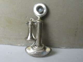 Vtg Sterling Silver Signed Beau Antique Bell Phone Pin Brooch 3.  8 Grams