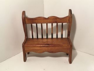 Vintage Dollhouse Miniatures Wooden High Back Bench Seat 16