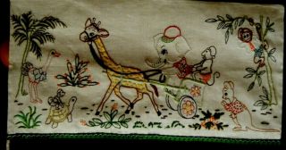 Old Vtg Tapestry Embroidered Panel " Children 