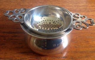 Solid Silver Tea Strainer (chester 1936) & Similar Bowl/rest B 