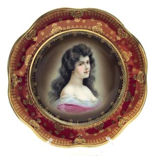 Antique Royal Vienna Bavaria Amorosa Lady Portrait Transferware Crown Plate H543