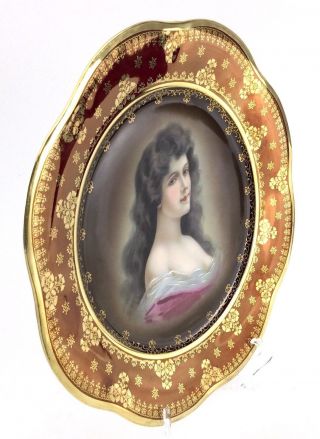 Antique Royal Vienna Bavaria Amorosa Lady Portrait Transferware Crown Plate H543 5